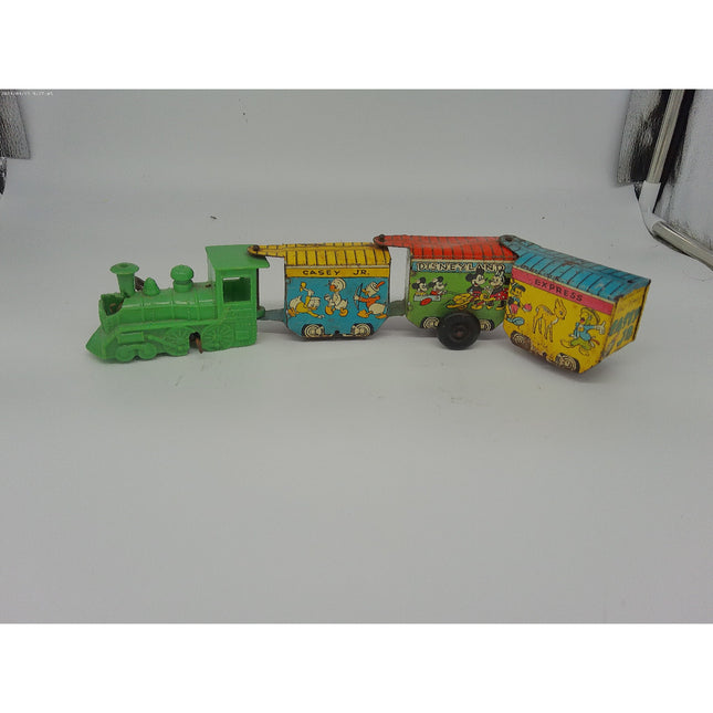Vintage Marx Disneyland Express Tin Litho Toy Train Locomotive Disney Characters