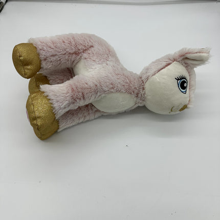 Build A Bear Arctic Pink Reindeer Winter with Gold Sparkle Hooves Stuffed Plush