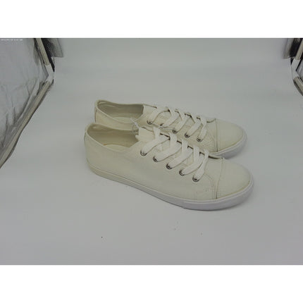 New Unisex Tennis Shoes Casual Low Sneaker White Canvas Lace Up Sz 10w/8m