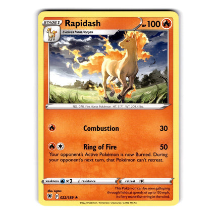 Rapidash Rare SWSH10: Astral Radiance 022/189 NM