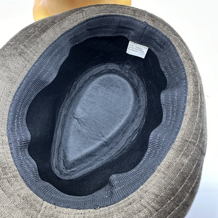 Vintage Fedora Swede like material, 100% polyester Brown Stripe SM/MED