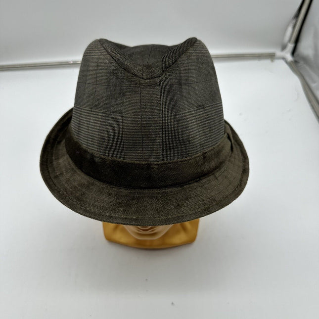 Vintage Fedora Swede like material, 100% polyester Brown Stripe SM/MED