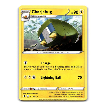 Charjabug Uncommon SWSH02: Rebel Clash 065/192 NM
