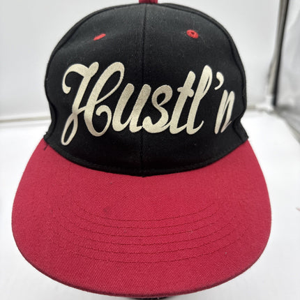 ROST Headwear Black/red Hat Snapback Ball Cap, HUSTL’N Adjustable, Flat Brim!