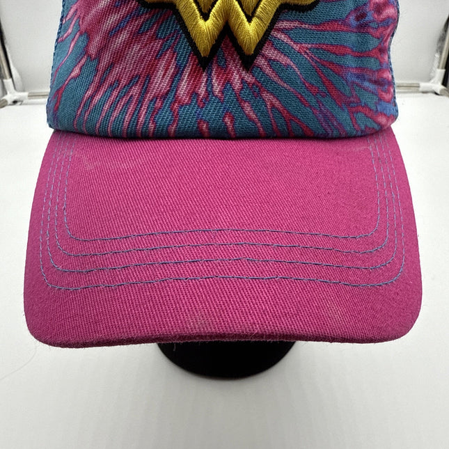 DC Comics Wonder Woman Snapback Hat Tie Dye Baseball Cap Pink WW Logo