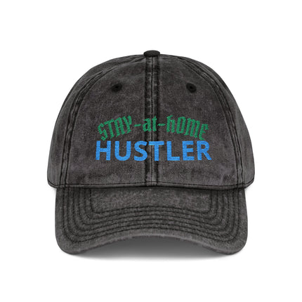 Stay-at-Home Hustler Vintage Cap — Embroidered Washed Baseball Hat