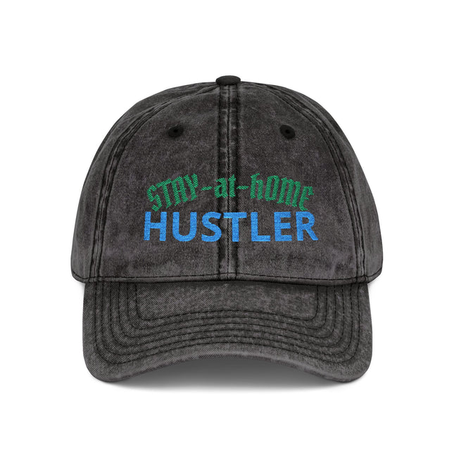 Stay-at-Home Hustler Vintage Cap — Embroidered Washed Baseball Hat