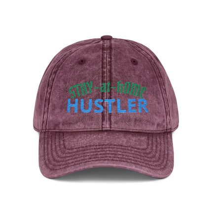 Stay-at-Home Hustler Vintage Cap — Embroidered Washed Baseball Hat