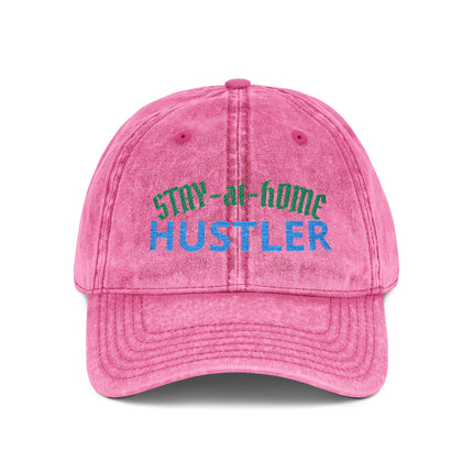Stay-at-Home Hustler Vintage Cap — Embroidered Washed Baseball Hat