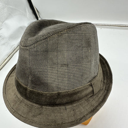 Vintage Fedora Swede like material, 100% polyester Brown Stripe SM/MED