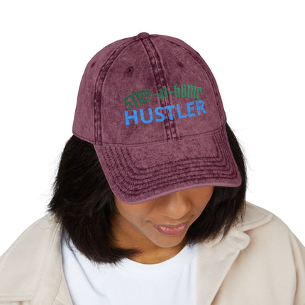 Stay-at-Home Hustler Vintage Cap — Embroidered Washed Baseball Hat