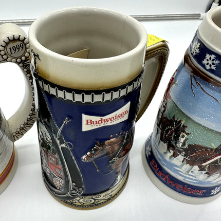 Lot Of 7 Collector Holiday Budweiser Beer Steins Ceramarte Clydesdale COA 80s 90