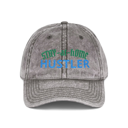 Stay-at-Home Hustler Vintage Cap — Embroidered Washed Baseball Hat