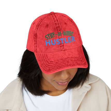 Stay-at-Home Hustler Vintage Cap — Embroidered Washed Baseball Hat