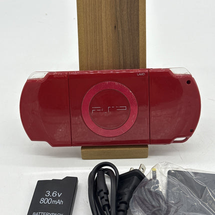 Sony PSP-2000 PSP 2000 Console Red Region free w/adapter, battery - Very Good