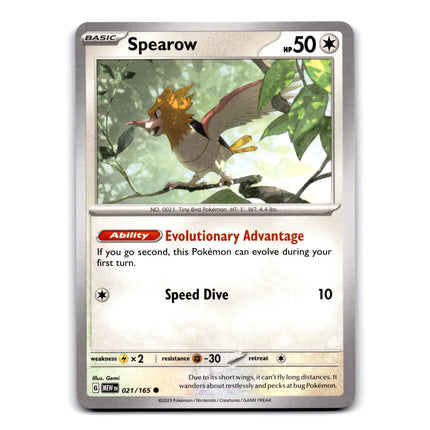 Spearow Common SV: Scarlet & Violet 151 021/165 NM