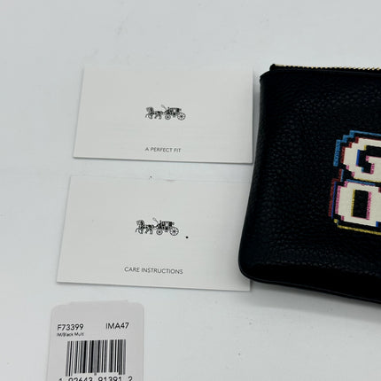 Coach Women's Corner Zip Wristlet Leather Wallet w/ Pac-Man Game Over - F73399