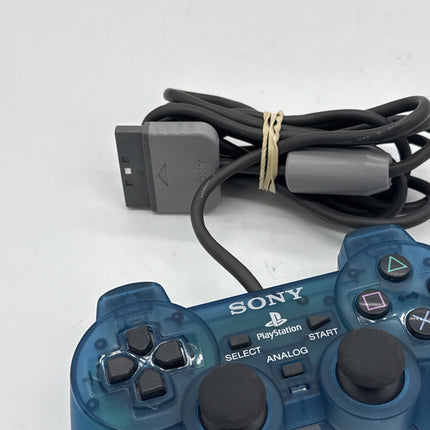 Official PlayStation PS2 Clear Blue Analog Controller OEM SCPH-1200