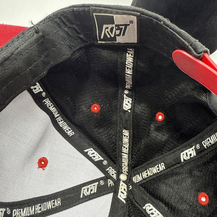 ROST Headwear Black/red Hat Snapback Ball Cap, HUSTL’N Adjustable, Flat Brim!