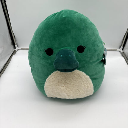 Squishmallows 16” Selassi Emerald Green Platypus Fuzzy White Belly Plush