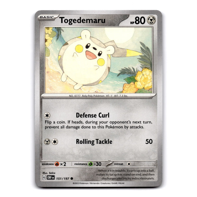 Togedemaru Common SV03: Obsidian Flames 151/197 NM