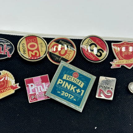 Perfectly Posh - Rush Pink -2000s Bath & Body Lapel Pins Greek Border- 12 lot