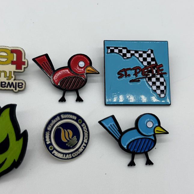 13 Random Pin Lot, skelly, birds, tarvis, st pete, 0% flame head