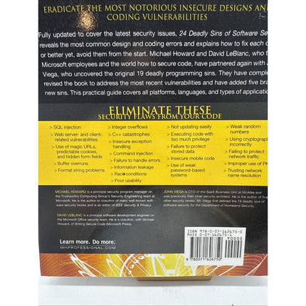 24 Deadly Sins of Software Security: Programming Flaws and How to Fix The