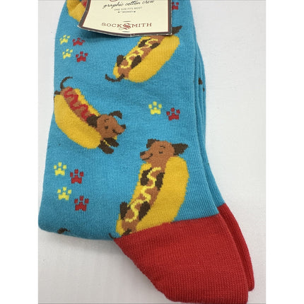 Socksmith Graphic Cotton Crew Socks Hot Dog W Onesize (9-11) Blue Red