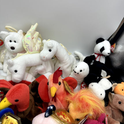 Huge TY Beanie Babie Lot Of 54, Rare Variants, Bears, Animals. Collector Plushes