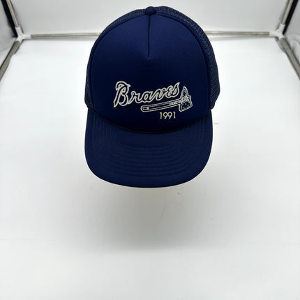 Atlanta Braves 1991 Hatchet Hat Cap Adjustable Blue W Mesh Back