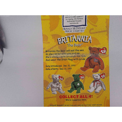 Britannia The Bear-1996 McDonalds Ty Beanie Baby with Rare Errors 1993, OakBrook