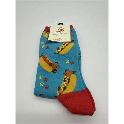 Socksmith Graphic Cotton Crew Socks Hot Dog W Onesize (9-11) Blue Red