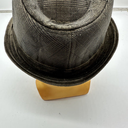 Vintage Fedora Swede like material, 100% polyester Brown Stripe SM/MED
