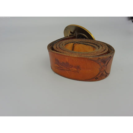 American Clipper Ship Belt Buckle Solid Brass Vtg 70s Heritage Mint RC W belt47