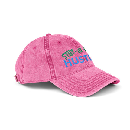 Stay-at-Home Hustler Vintage Cap — Embroidered Washed Baseball Hat