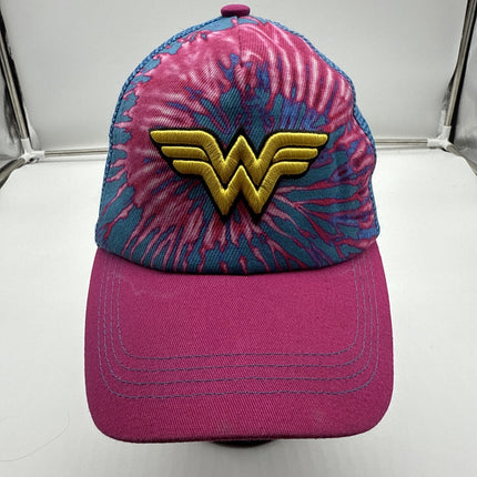DC Comics Wonder Woman Snapback Hat Tie Dye Baseball Cap Pink WW Logo