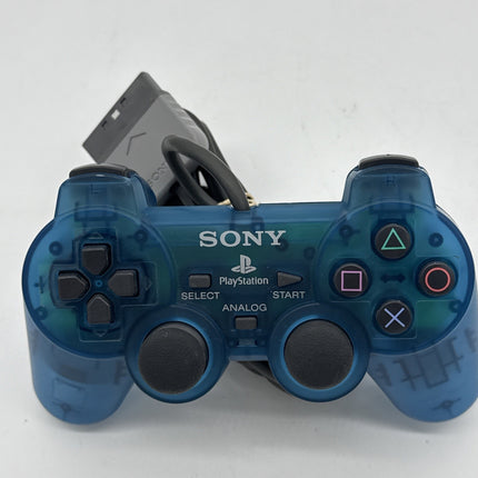 Official PlayStation PS2 Clear Blue Analog Controller OEM SCPH-1200