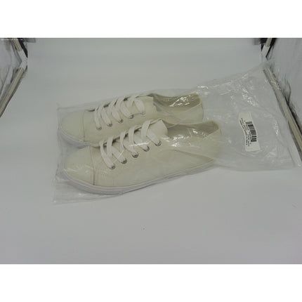 New Unisex Tennis Shoes Casual Low Sneaker White Canvas Lace Up Sz 10w/8m