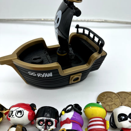 Ryans World Pirate Ship Toy Lot SS RYAN Black Ship With Figures And Coins