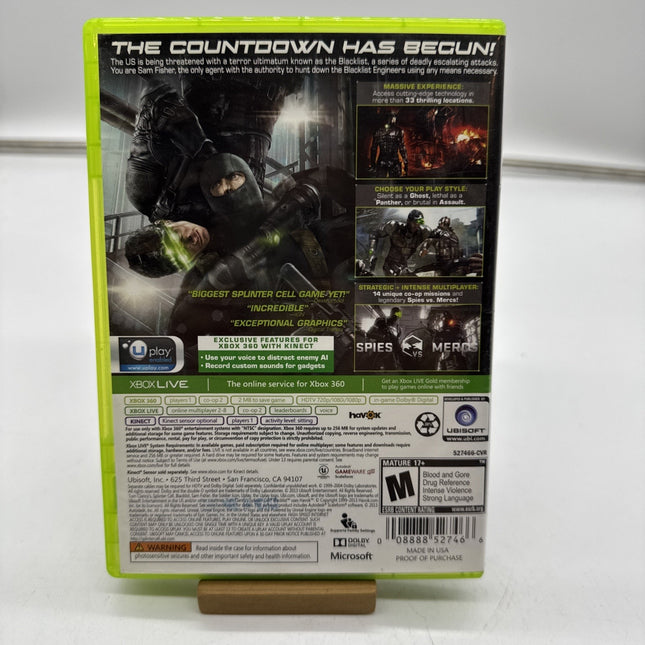 Tom Clancy's Splinter Cell: Blacklist (Microsoft Xbox 360, 2013) Disc & Case