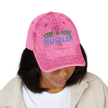 Stay-at-Home Hustler Vintage Cap — Embroidered Washed Baseball Hat