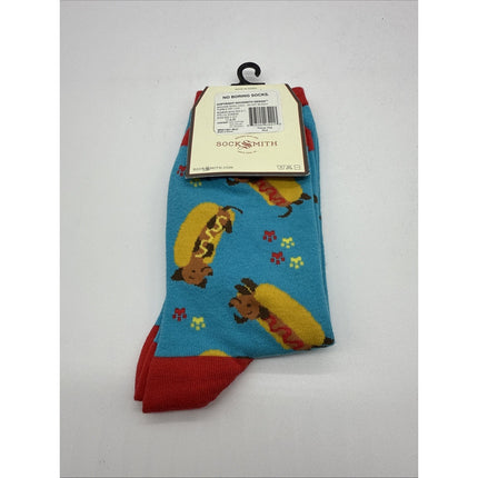 Socksmith Graphic Cotton Crew Socks Hot Dog W Onesize (9-11) Blue Red