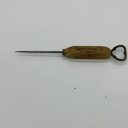 ANTIQUE VINTAGE COLUMBIA BREWING CO., ST. LOUIS, MO. ICE PICK AND BOTTLE OPENER