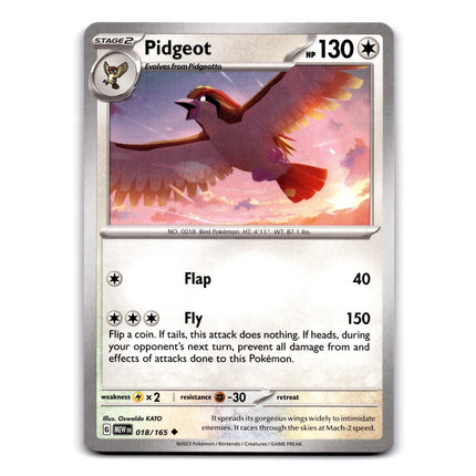 Pidgeot Uncommon SV: Scarlet & Violet 151 018/165 NM