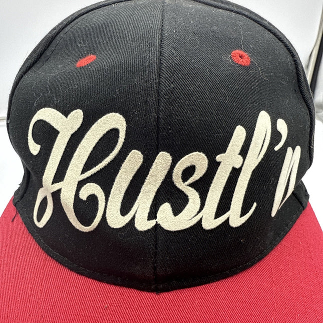 ROST Headwear Black/red Hat Snapback Ball Cap, HUSTL’N Adjustable, Flat Brim!
