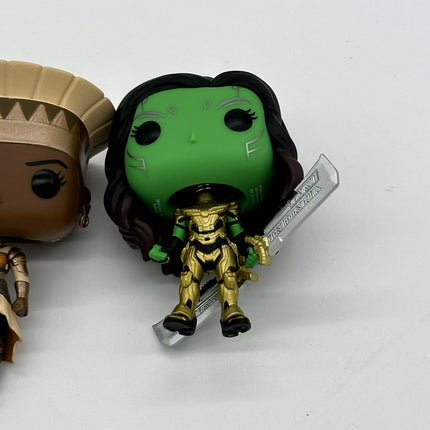 Funko Pops, ice giant loki, gamora, okoye no box