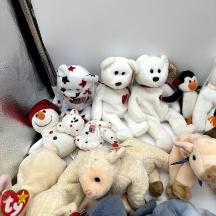 Huge TY Beanie Babie Lot Of 54, Rare Variants, Bears, Animals. Collector Plushes