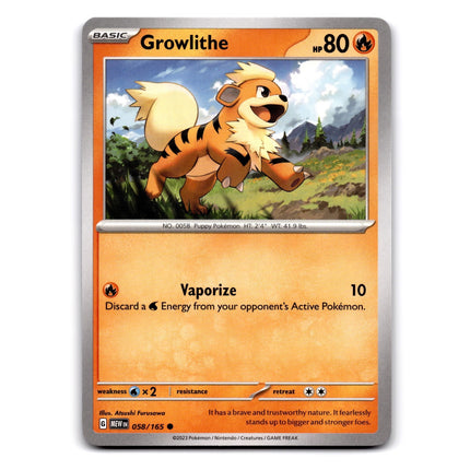 Growlithe Common SV: Scarlet & Violet 151 058/165 NM