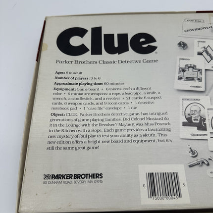VINTAGE Clue COMPLETE Parker Brothers 1986 Classic Detective Board Game